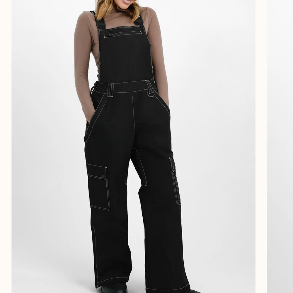 Topshop Sno Mensy Straight Leg Ski Dungaree In Black, Size 6 US 1575